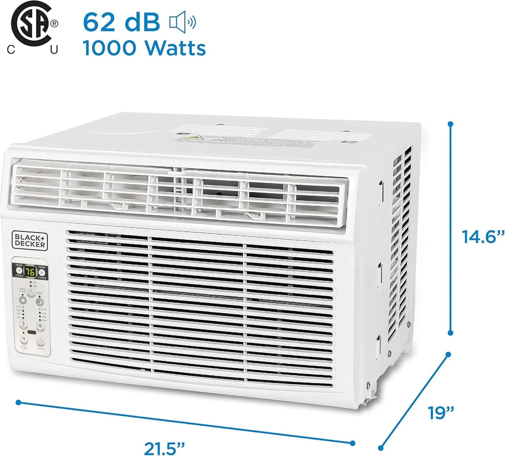 BLACK+DECKER Window Air Conditioner 5000 BTU, Cools Up to 150 Square Feet, AC Unit with Mechanical Controls, Manual Fan Only and Cool Settings, BD05MWT6, White