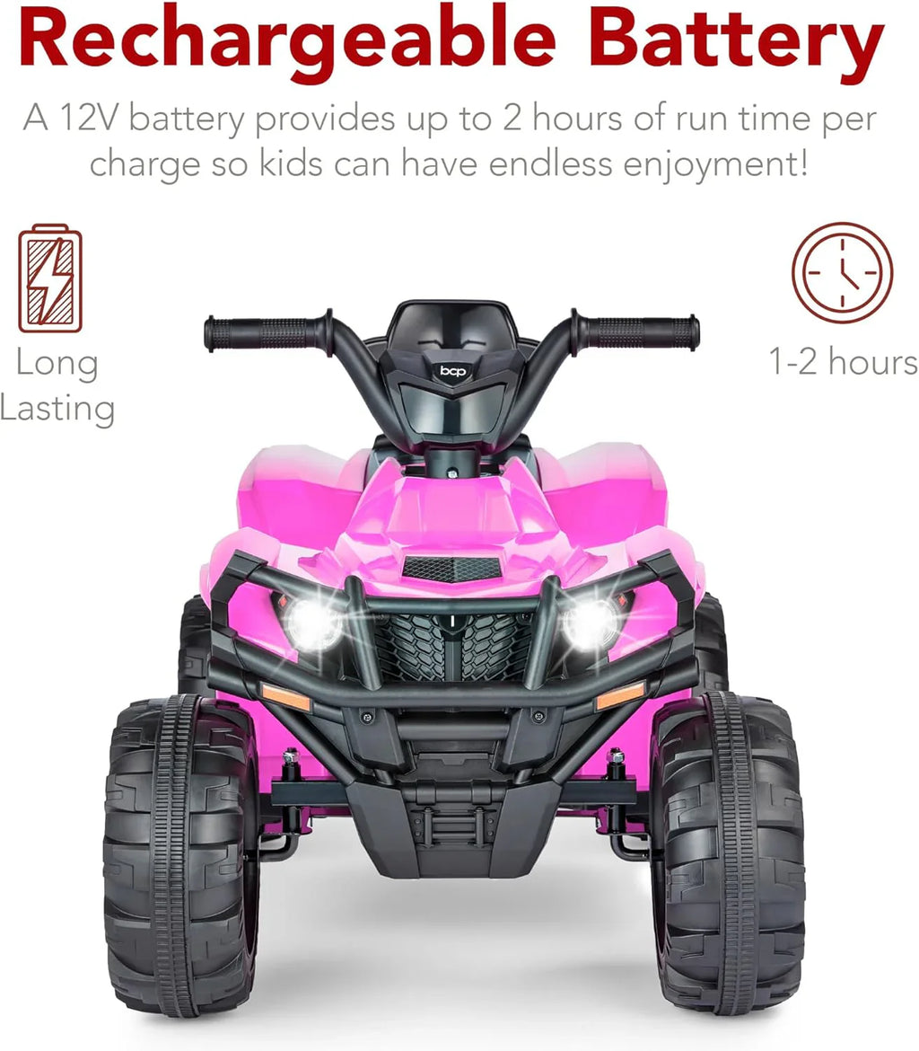 Best Choice Products 12V Kids Ride-On Electric ATV, 4-Wheeler Quad Car Toy w/Bluetooth Audio, 2.4mph Max Speed, Treaded Tires, LED Headlights, Radio