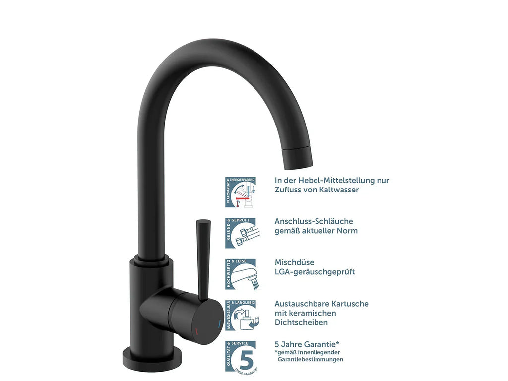Schtte Mitigeur robinet de cuisine CORNWALL, avec bec courb