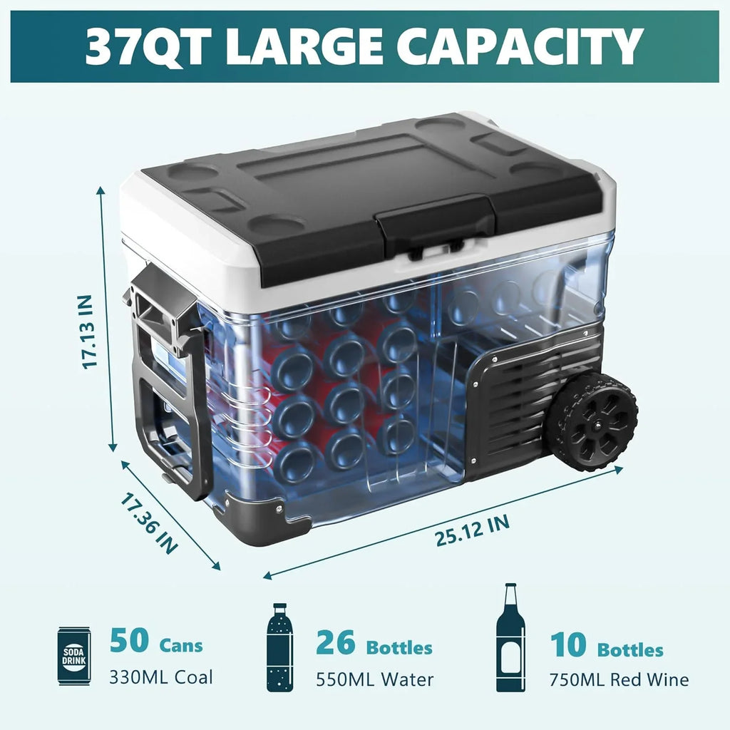 EUHOMY 12 Volt Refrigerator 53QT(50L) Electric Cooler Portable Freezer 12V/24V DC