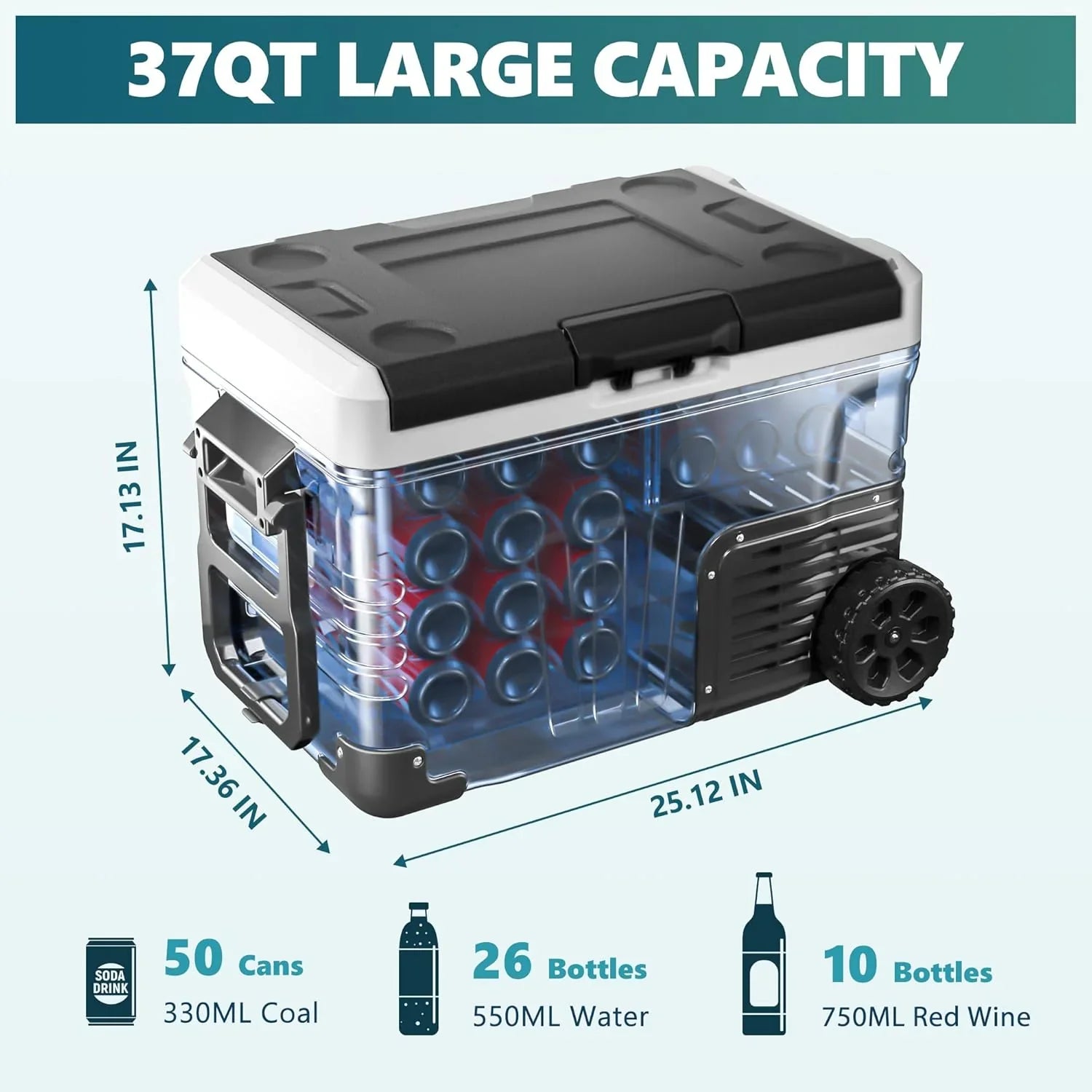 EUHOMY 12 Volt Refrigerator 53QT(50L) Electric Cooler Portable Freezer 12V/24V DC