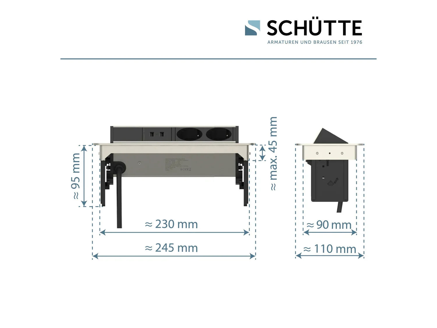 Schtte Bloc multiprises encastrable pour plan de travail