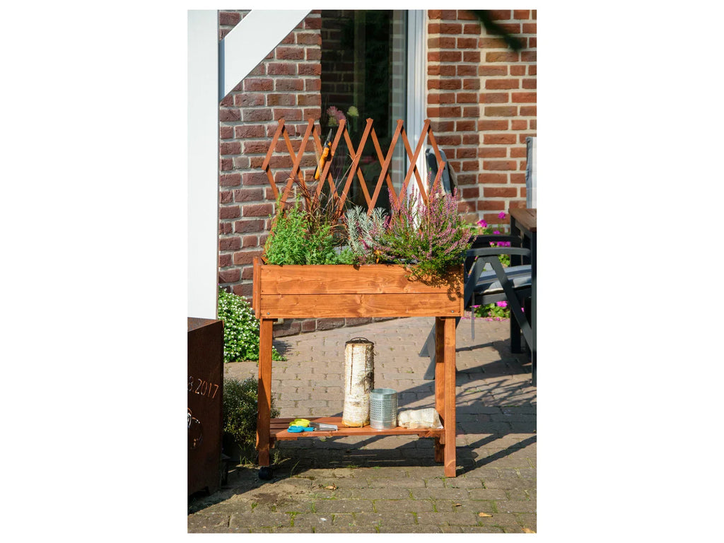dobar Jardinire surleve  roulettes avec treillis, L 79 x l 28,5 x H130 cm