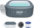 Coleman SaluSpa Atlantis AirJet 4 to 6 Person Inflatable Hot Tub Square Portable Outdoor Spa with 140 Soothing Jets with Cover, Blue