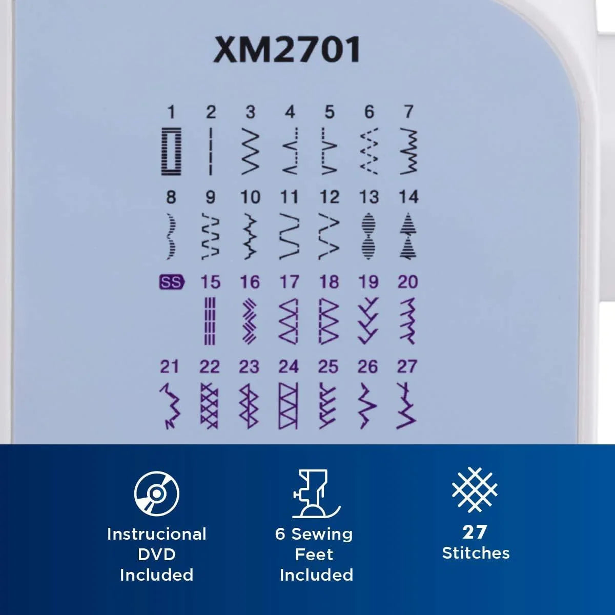 Brother XM2701 Sewing Machine, Lightweight, Full Featured, 27 Stitches, 6 Included Feet