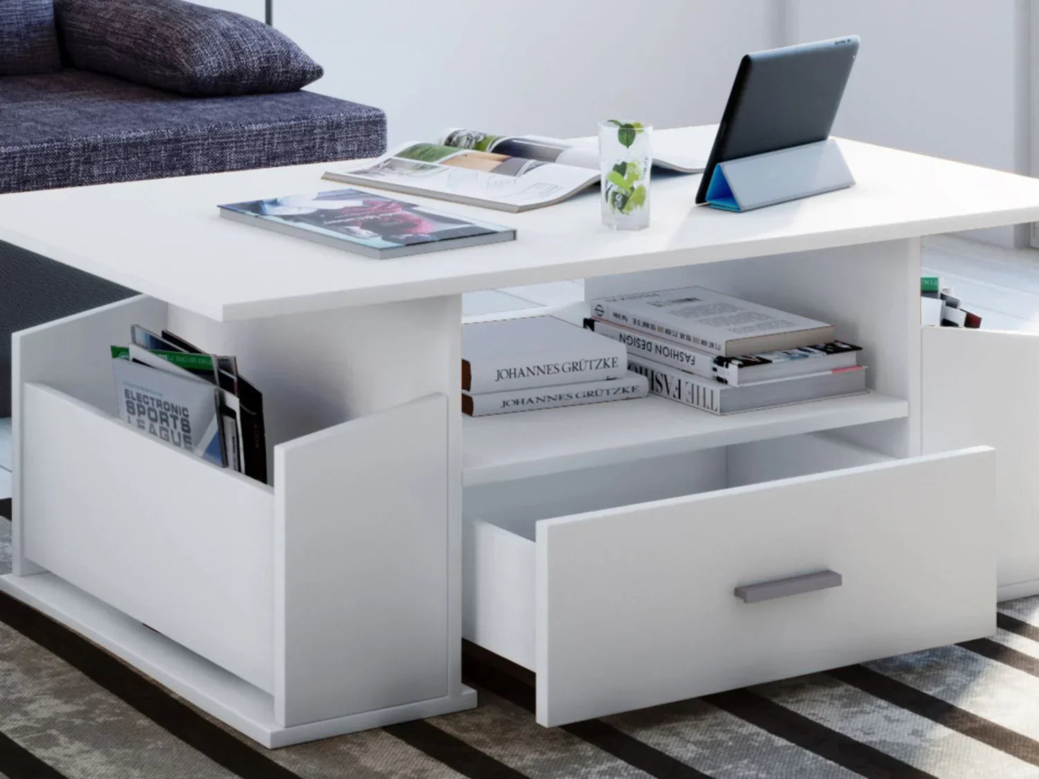 VCM Table basse Junata, avec tiroir, 44 x 110 x 52 cm