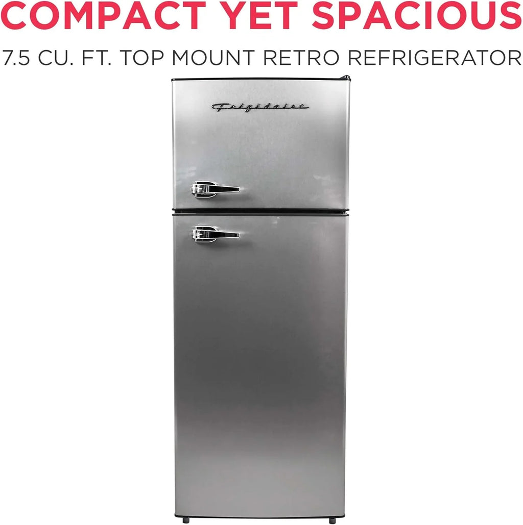 Frigidaire 2 Door Apartment Size Refrigerator Freezer Combo 7.5 cu ft Platinum Series Stainless