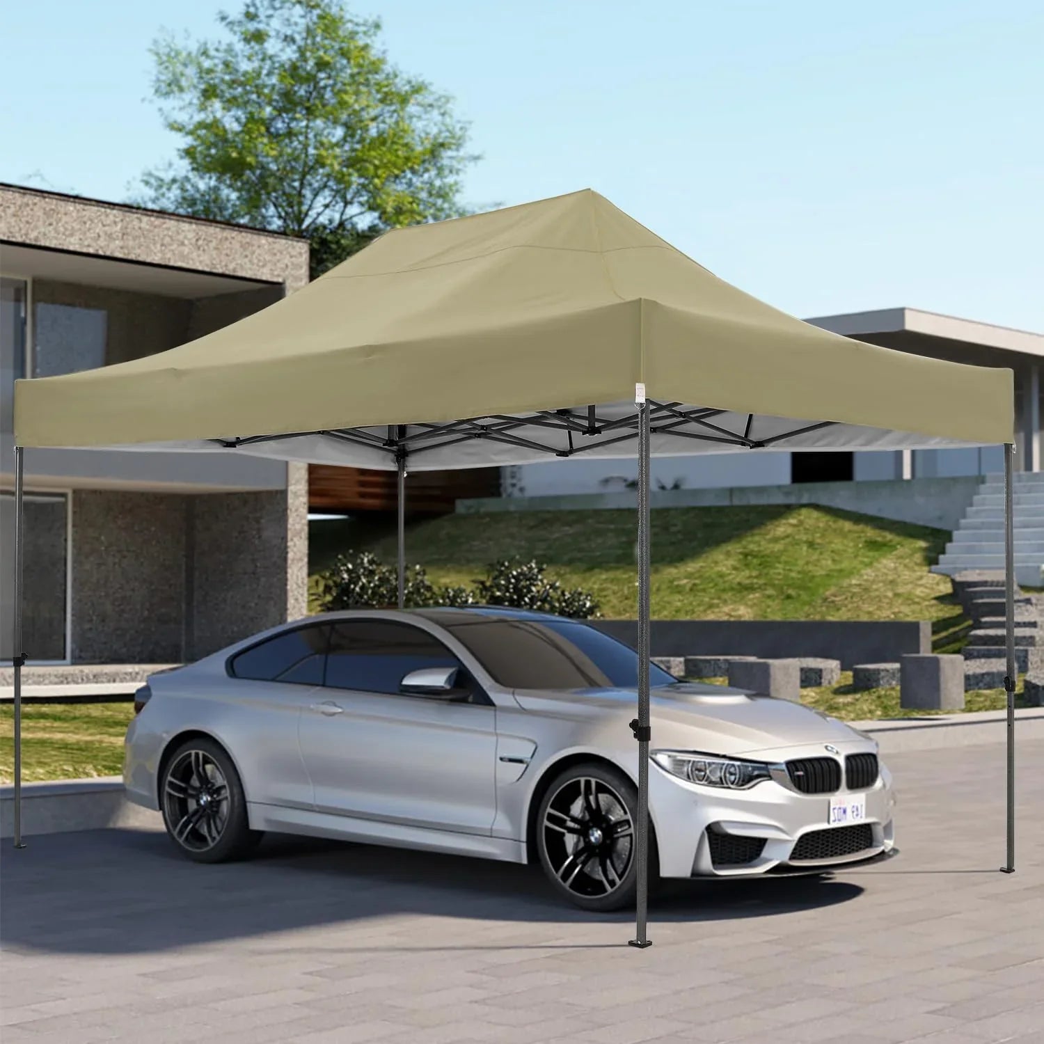 COBIZI 10x20 Heavy Duty Pop up Canopy Tent with 6 sidewalls Easy Up Commercial Outdoor Canopy Wedding Party Tents for Parties All Season Wind & Waterproof Gazebo with Roller Bag,Black(Frame Thickened)