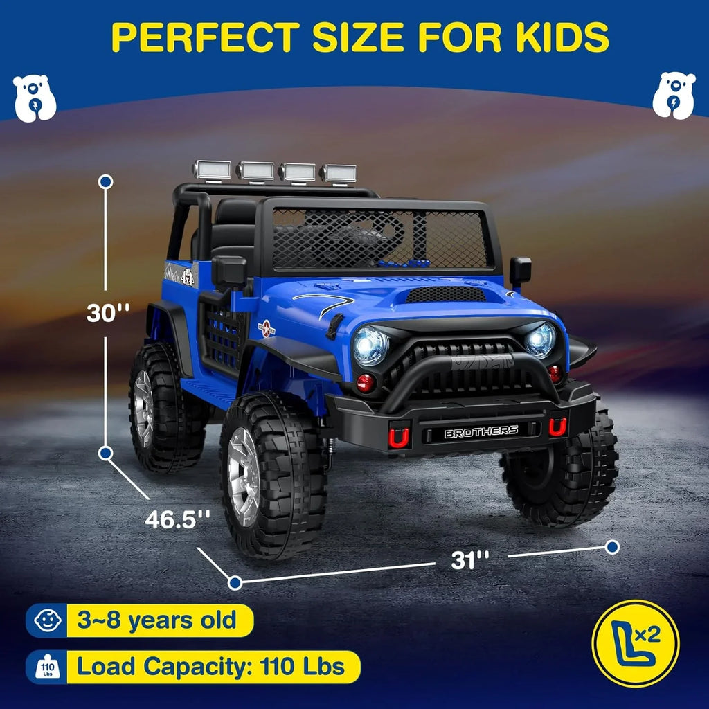 L8 Ride On Car, 2 Seater, 12V Kids Electric Car w/Remote Control, 4-Wheel Suspension, Bluetooth Speaker, Multi Music Modes, 3 Speeds, LED Lights, Xmas & Birthday Gift Ideas for Kids Ages 3+