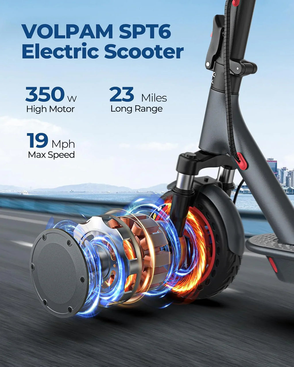 Electric Scooter, 350W/500W Powerful Motor, 8.5/10 Solid Tires, 19/22Mph, 28/21/12 Miles Range,Dual Braking