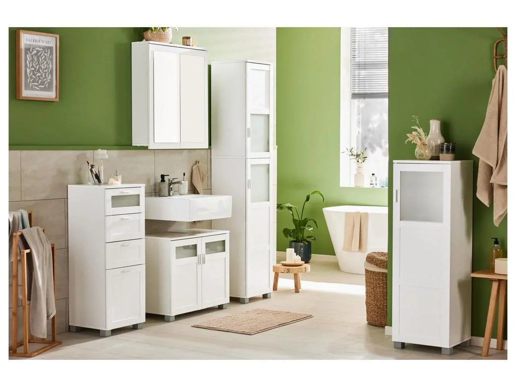 LIVARNO home Colonne de salle de bains Basel, 37 x 114,1 x 34,5 cm, blanche