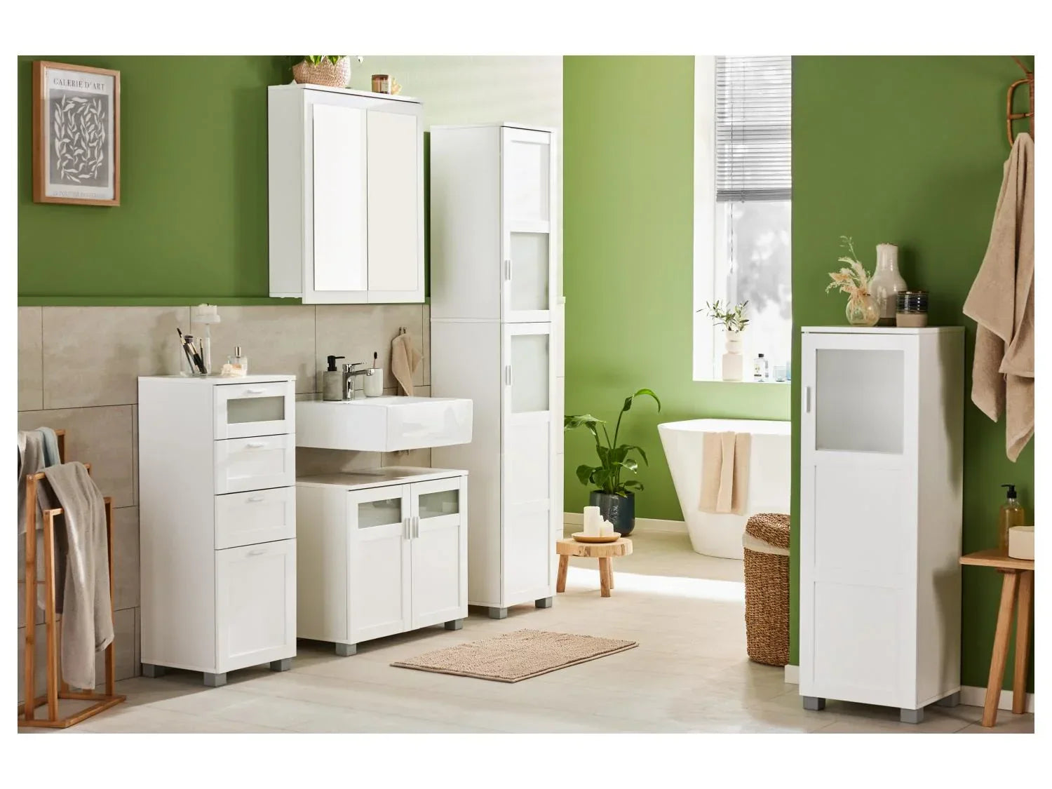 LIVARNO home Colonne de salle de bains Basel, 37 x 114,1 x 34,5 cm, blanche