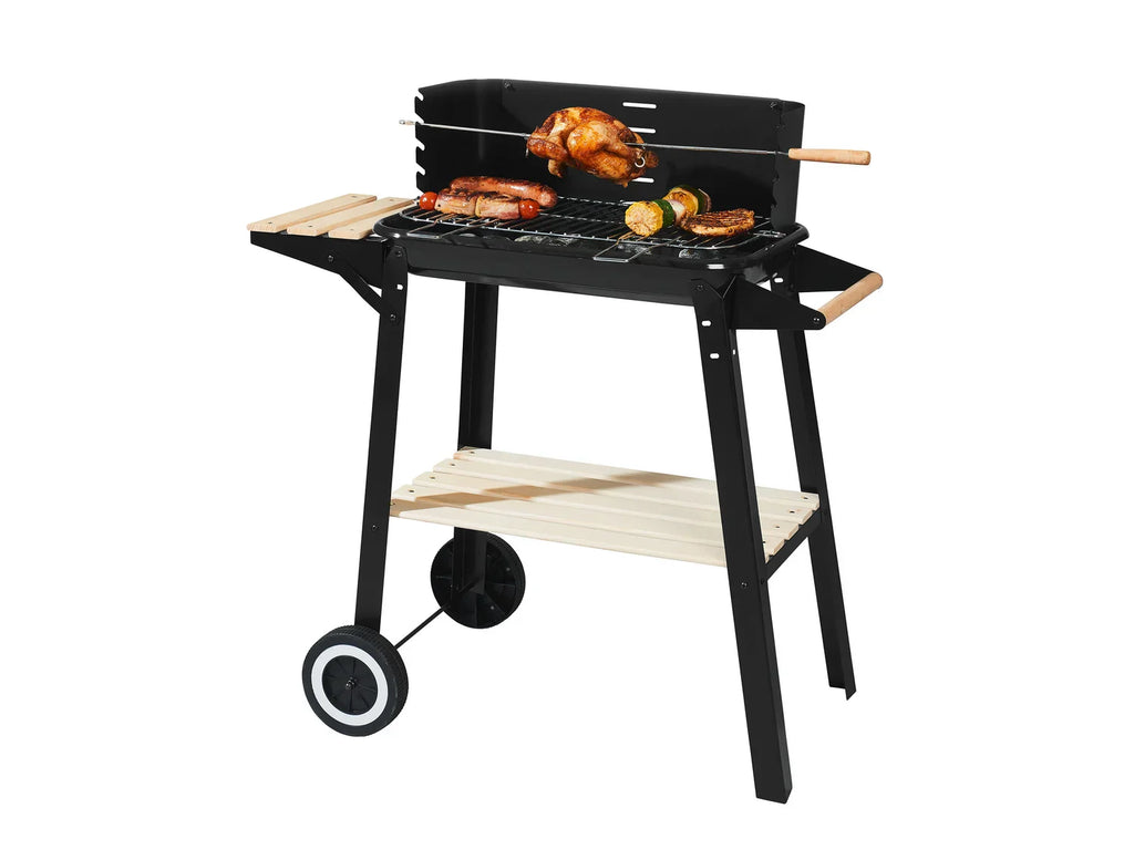 GRILLMEISTER Chariot-grill GGW 84 B1, avec tagre en bois