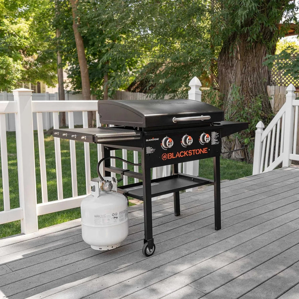 28 Inch Blackstone Griddle 2080 with Hood XL Griddle Original 3-Burner Outdoor Flat Top Grill, with Blackstone Griddle Accessories, Seasoning, and Wholesalehome Gloves and Cloth