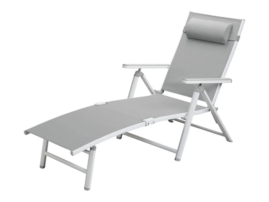 LIVARNO home Lot de 4 chaises longues en aluminium Houston, blanc/gris clair