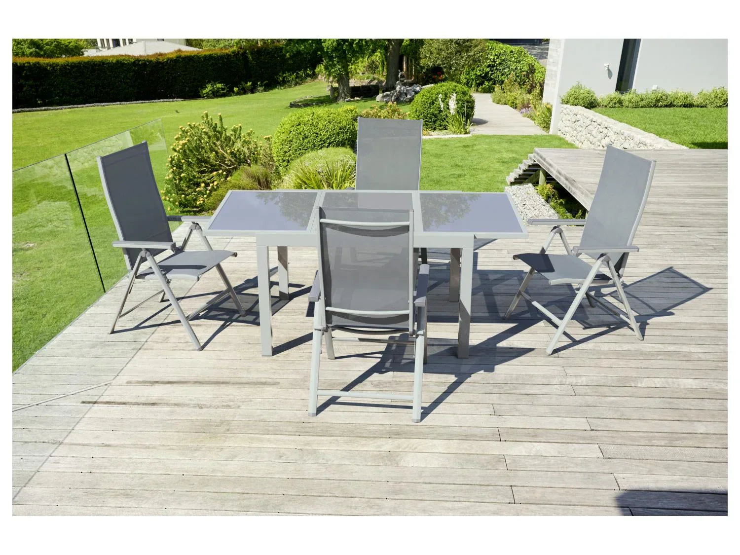 LIVARNO home Table de jardin extensible en aluminium Houston, blanc/gris clair