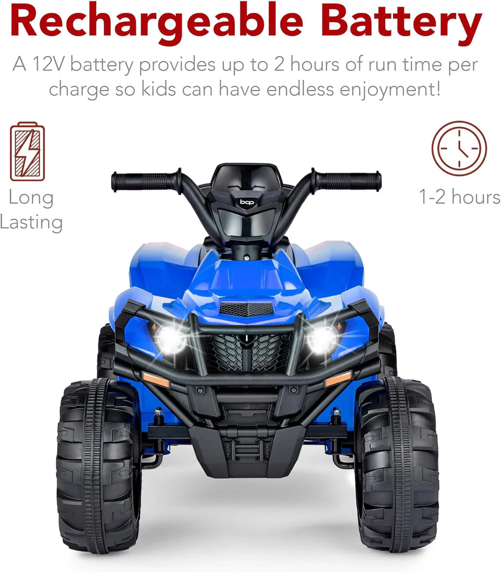 Best Choice Products 12V Kids Ride-On Electric ATV, 4-Wheeler Quad Car Toy w/Bluetooth Audio, 2.4mph Max Speed, Treaded Tires, LED Headlights, Radio