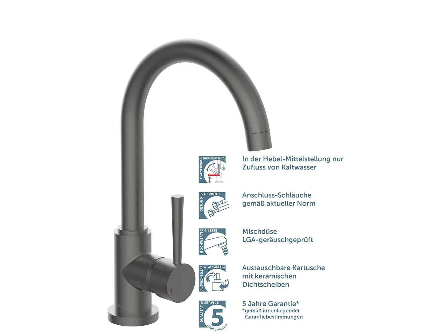 Schtte Mitigeur robinet de cuisine CORNWALL, avec bec courb