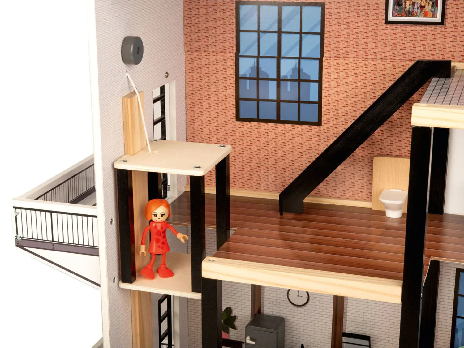 Playtive Maison de poupe XXL en bois, 54 pices