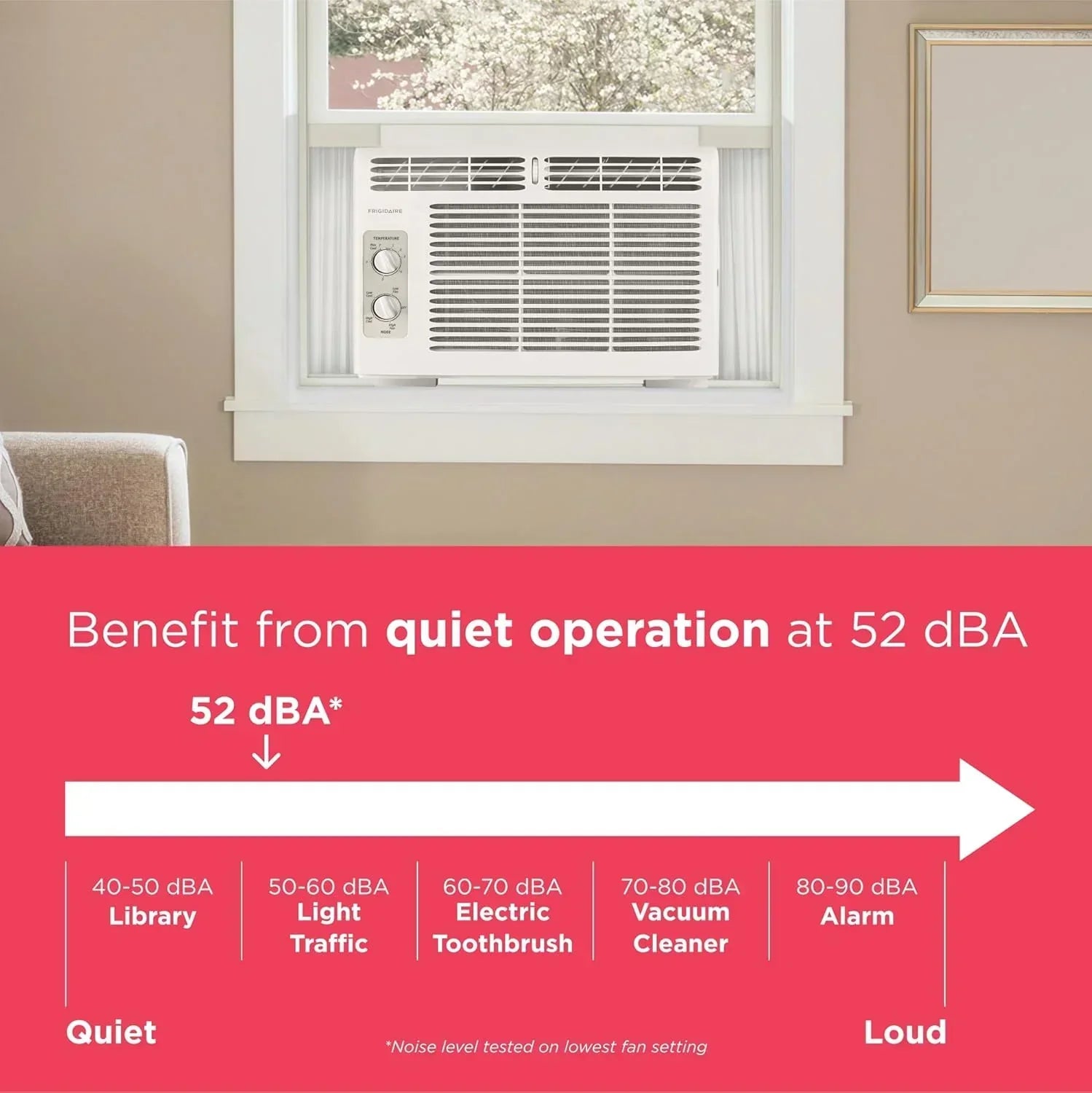 Frigidaire 5,000 BTU Window Air Conditioner Remote Control Cools Up to 150 Sq. Ft. Quiet Operation