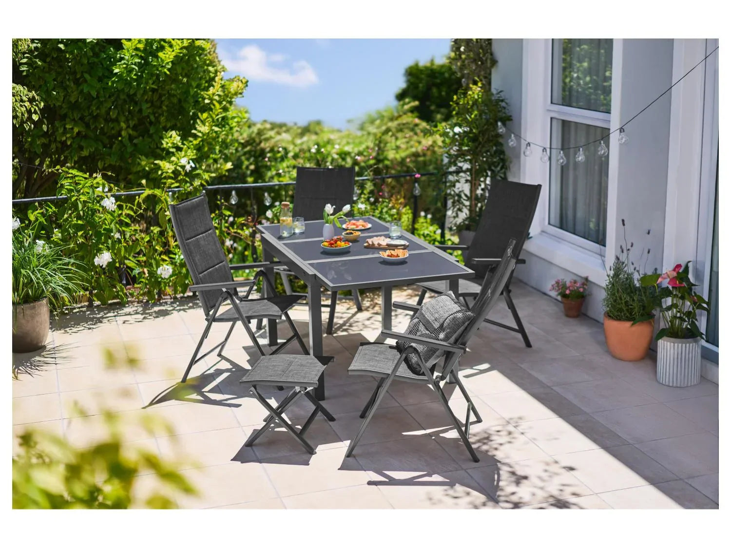 LIVARNO home Table de jardin Houston + Lot de 4 fauteuils Toronto