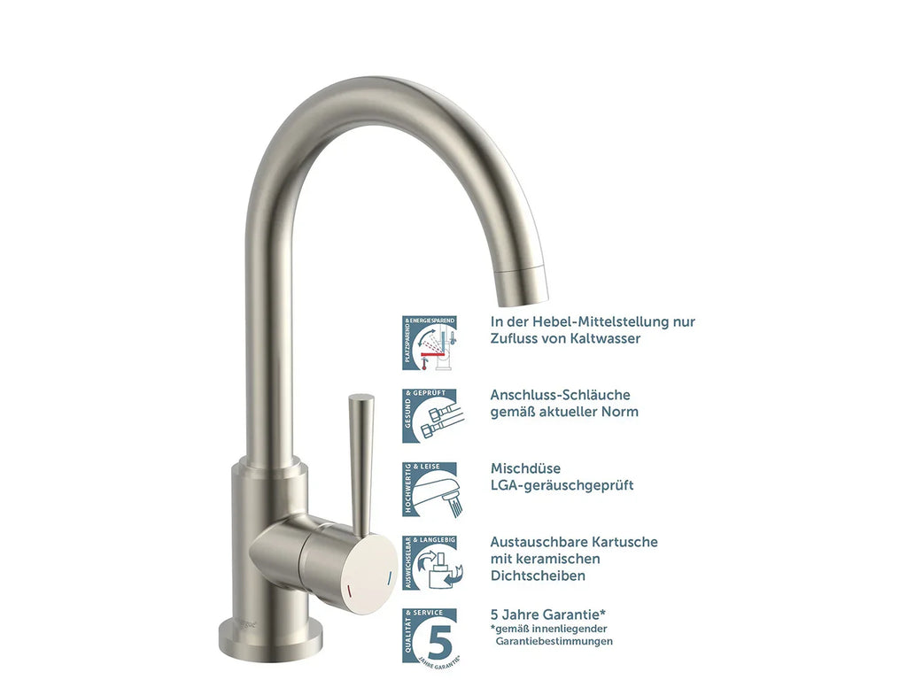 Schtte Mitigeur robinet de cuisine CORNWALL, avec bec courb