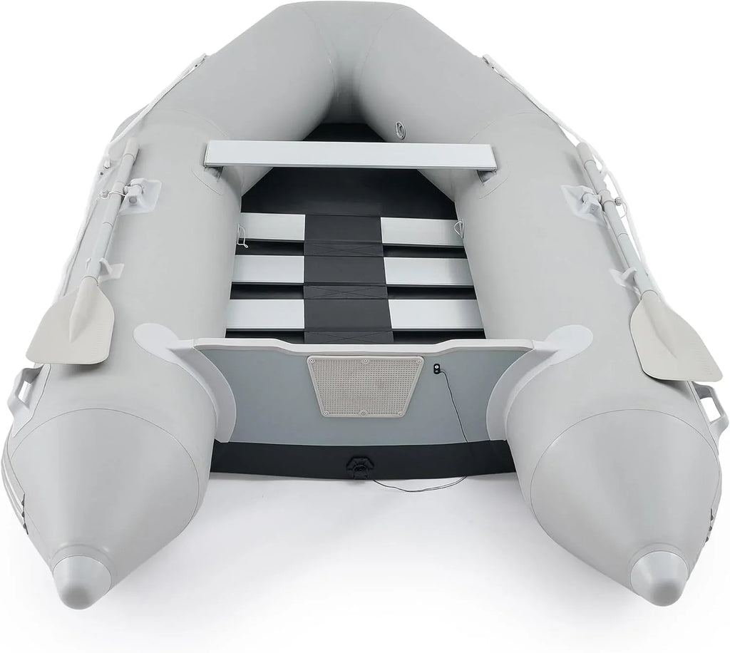7.5ft Inflatable Dinghy Boat, 2 Person 660lb Transom Sport Tender Boat with Pump Aluminum Oars Floor, Heavy Duty Inflatable Raft Kayak for Adults
