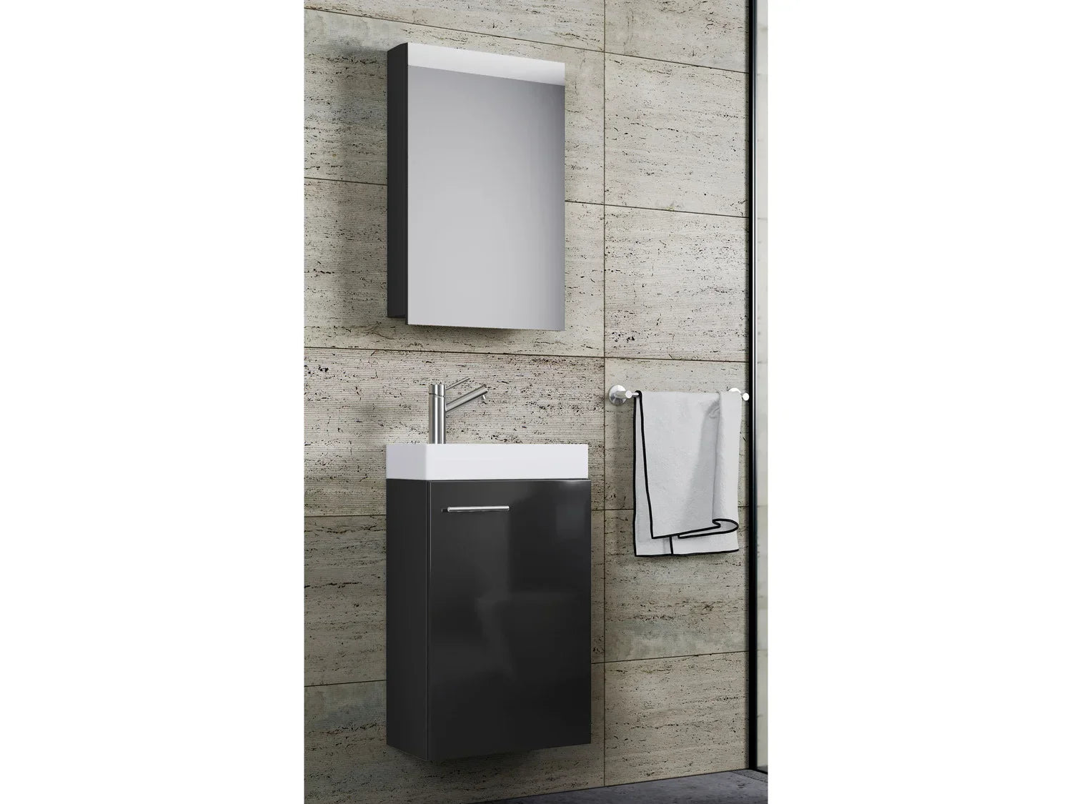 VCM Set d'armoire  glace ou miroir et meuble sous vasque avec lavabo Slito, pour salle de bain