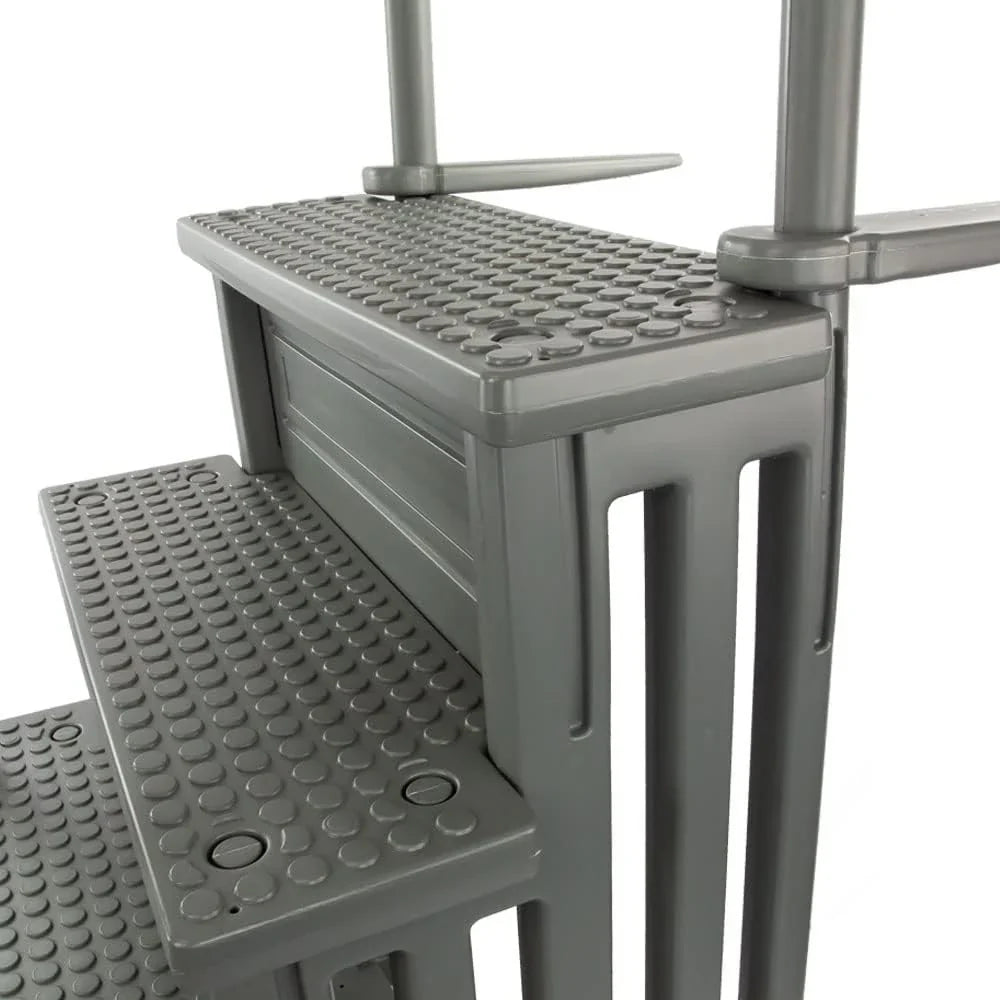 Select Anti-Slip in-Pool Steps | Gray | for Above Ground Swimming Pools | Can Mount to Decks 48 to 54 H | Safety Stairs Capacity Up to 300 lbs