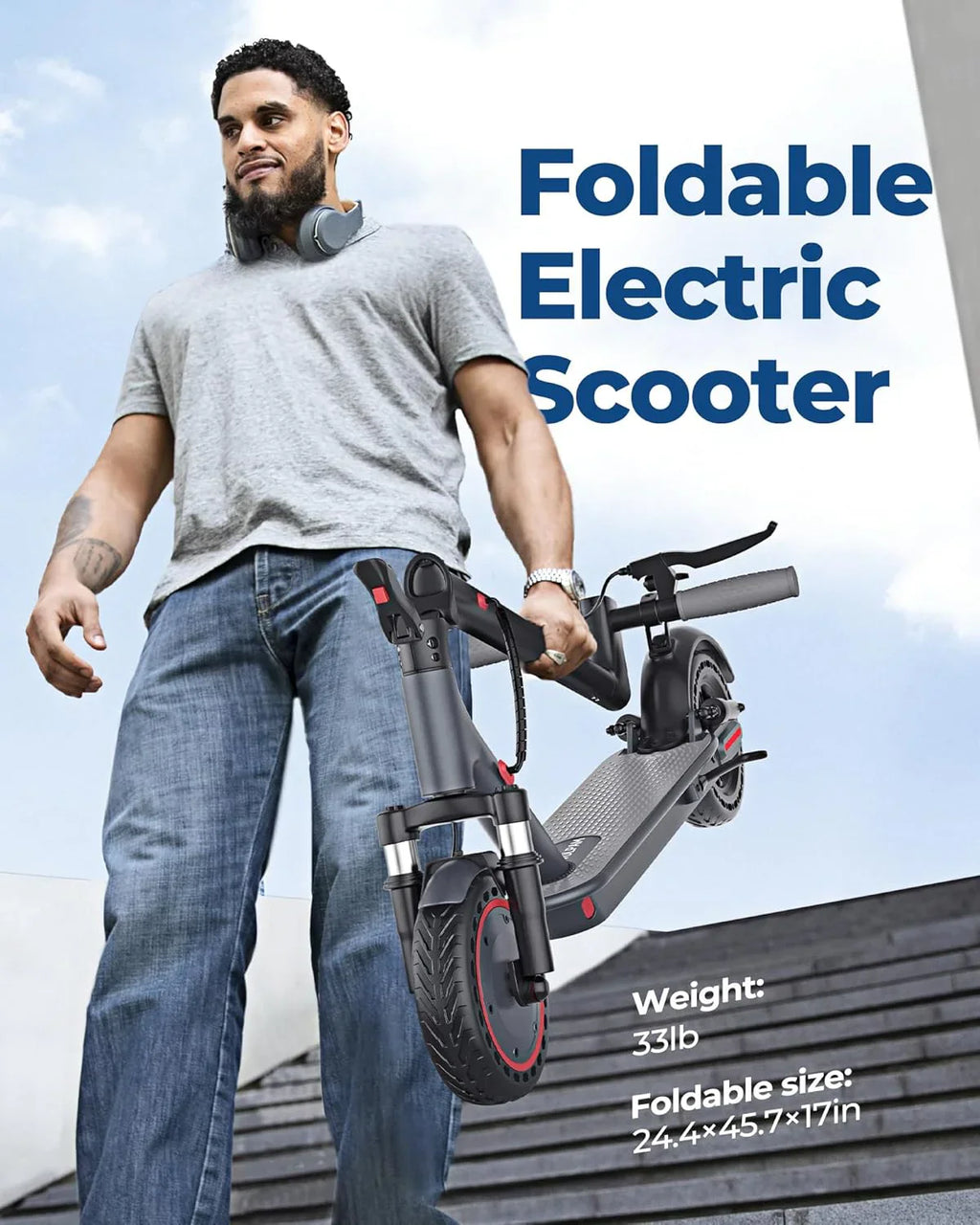Volpam electric scooter Powerful electric motor Solid tires 28/21/12 mile range