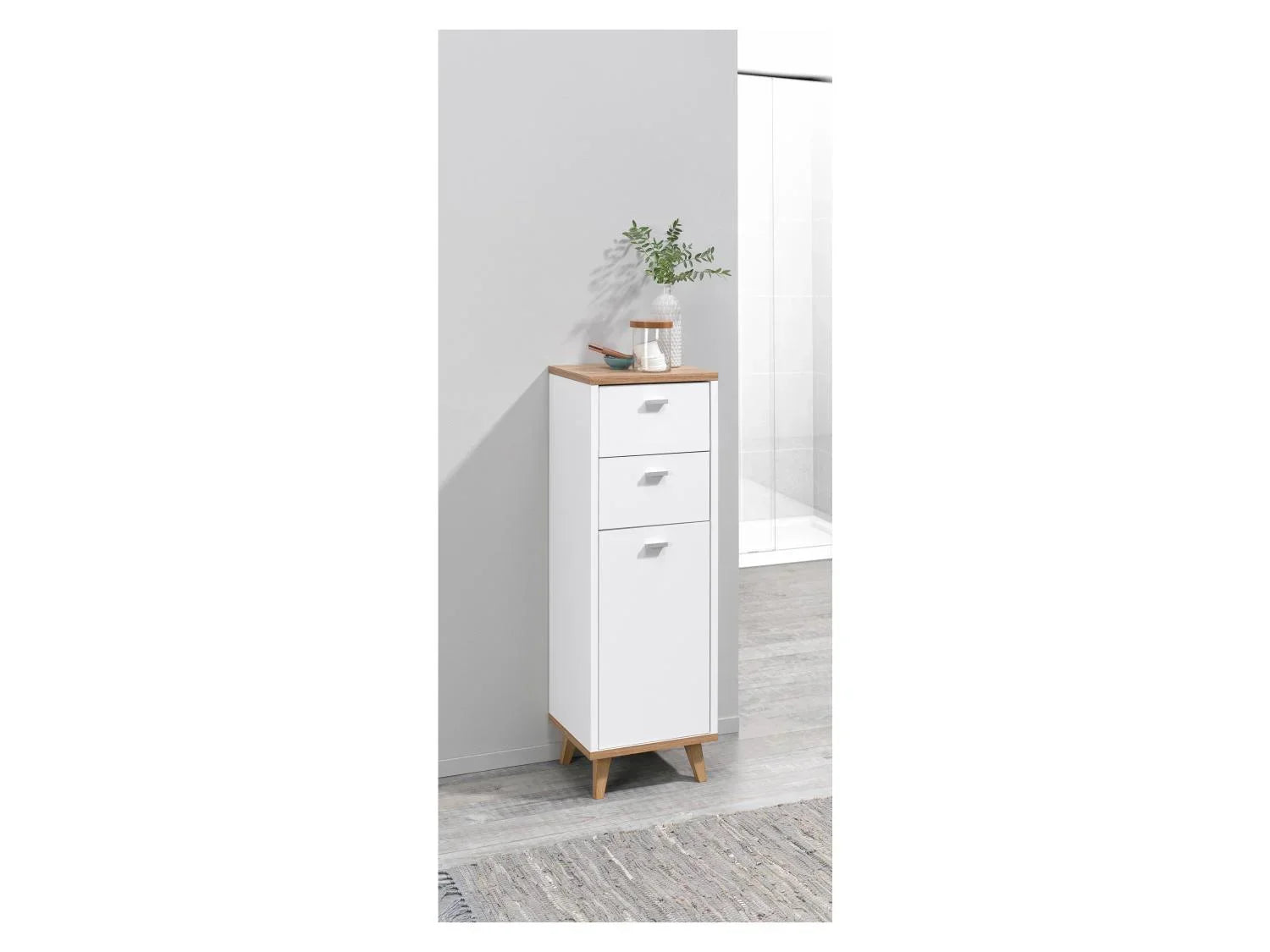 LIVARNO home Meuble pour salle de bains Corfu, 32 x 96 x 28 cm, blanc/imitation chne