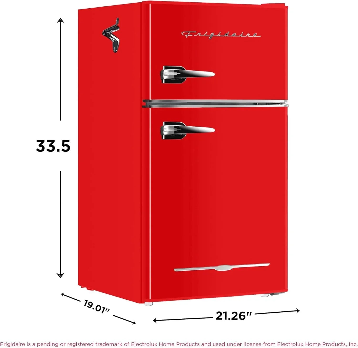 Frigidaire Retro Mini Fridge with Freezer Side Bottle Opener-Small 2 Door Refrigerator Office Bar