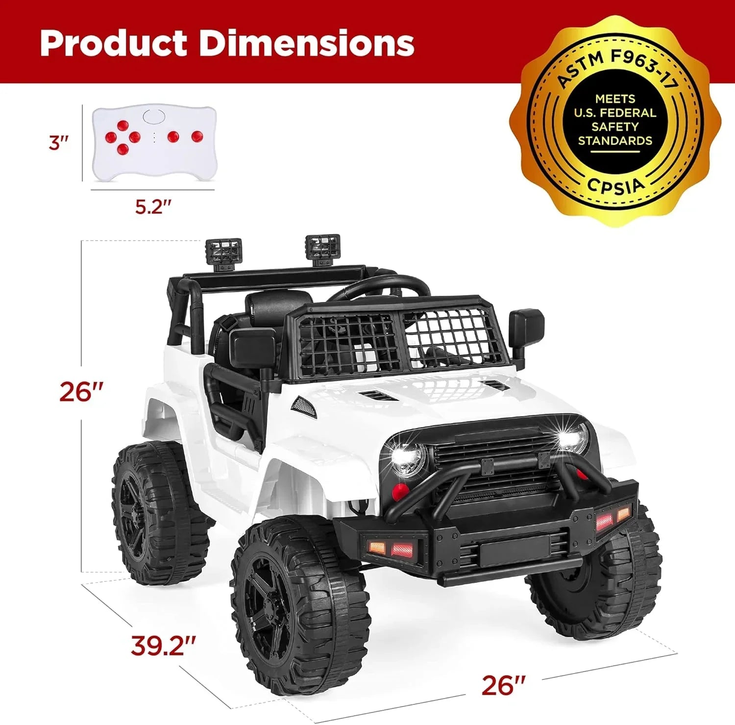 Best Choice Products 12V Kids Ride-On Truck Car with Spring Suspension and LED Lights
