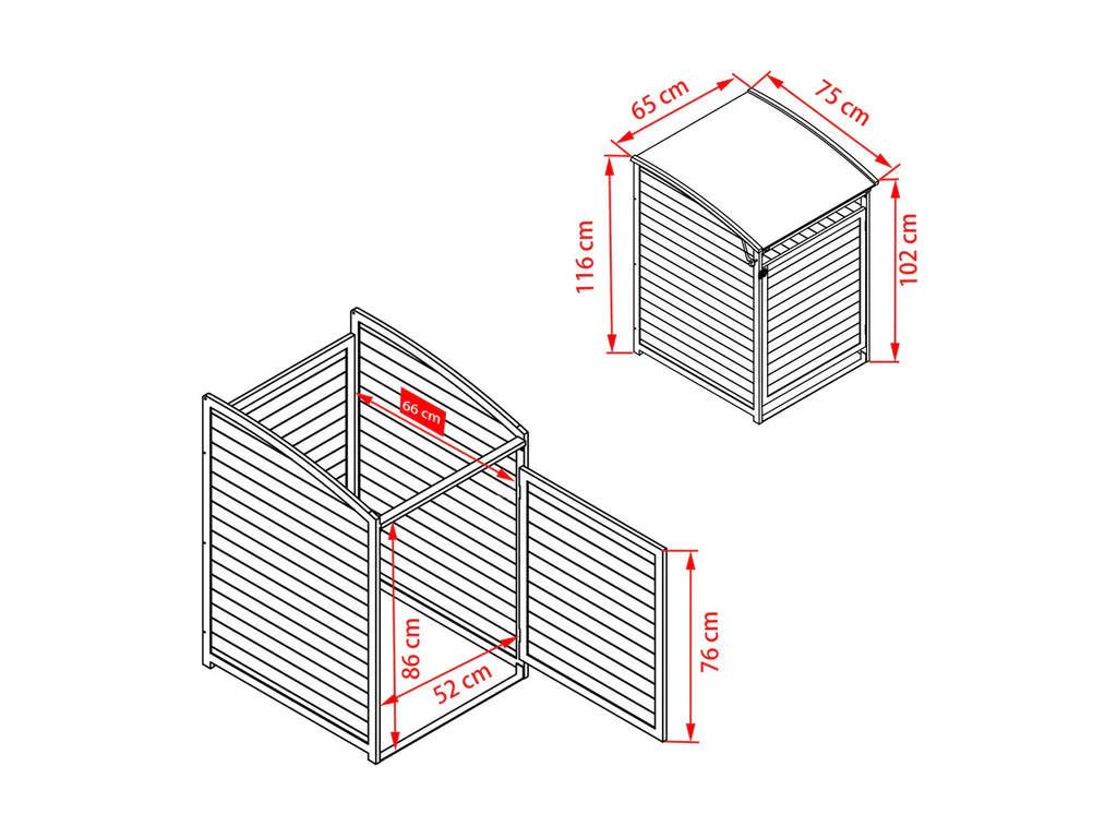 HABAU Cache-poubelle en bois, 120 L