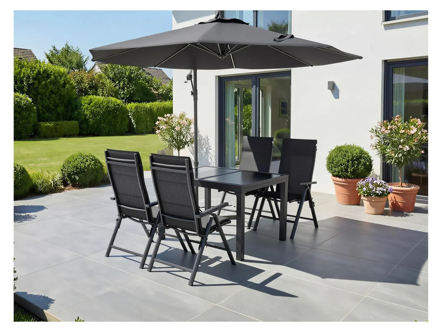 LIVARNO home Table de jardin Houston + Lot de 4 fauteuils Toronto