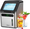 Silonn Nugget Ice Maker Countertop, Pebble Ice Makers with Crushed Soft Chewable Ice, 33lbs Per Day with Scoop, Pellet Portable Ice Machines with Auto-Cleaning for Home, Kitchen, Office, Black
