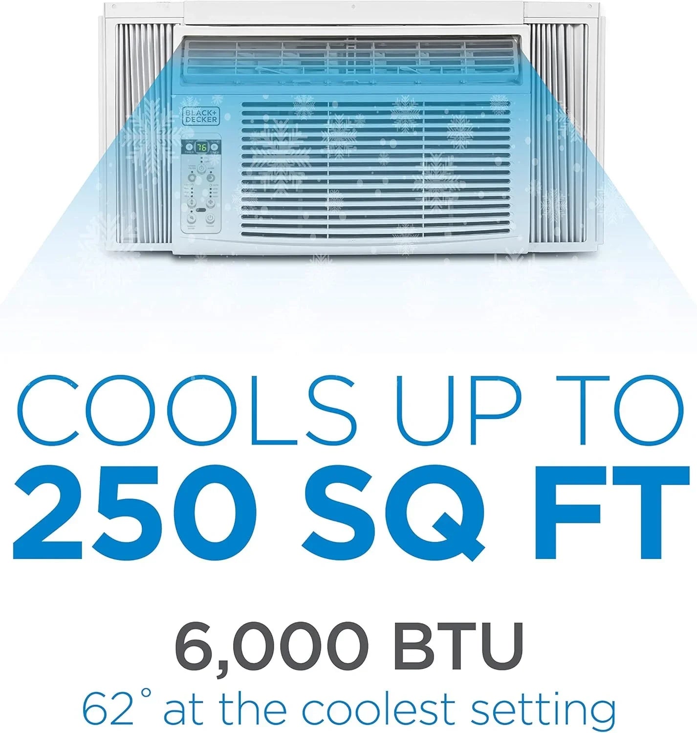 BLACK+DECKER Window Air Conditioner 5000 BTU, Cools Up to 150 Square Feet, AC Unit with Mechanical Controls, Manual Fan Only and Cool Settings, BD05MWT6, White