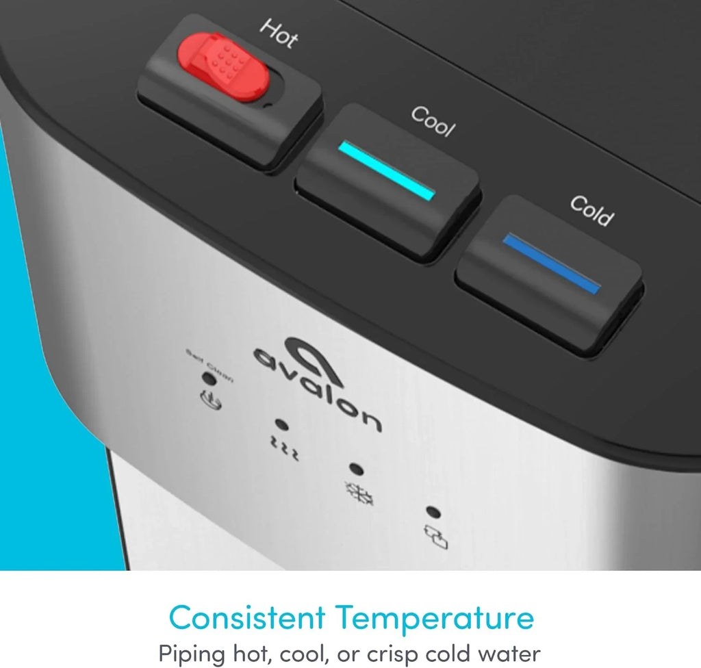 Limited Edition Self Cleaning Water Cooler Water Dispenser - 3 Temperature Settings - Hot, Cold & Room Water, Durable Stainless Steel Construction, Bottom Loading .