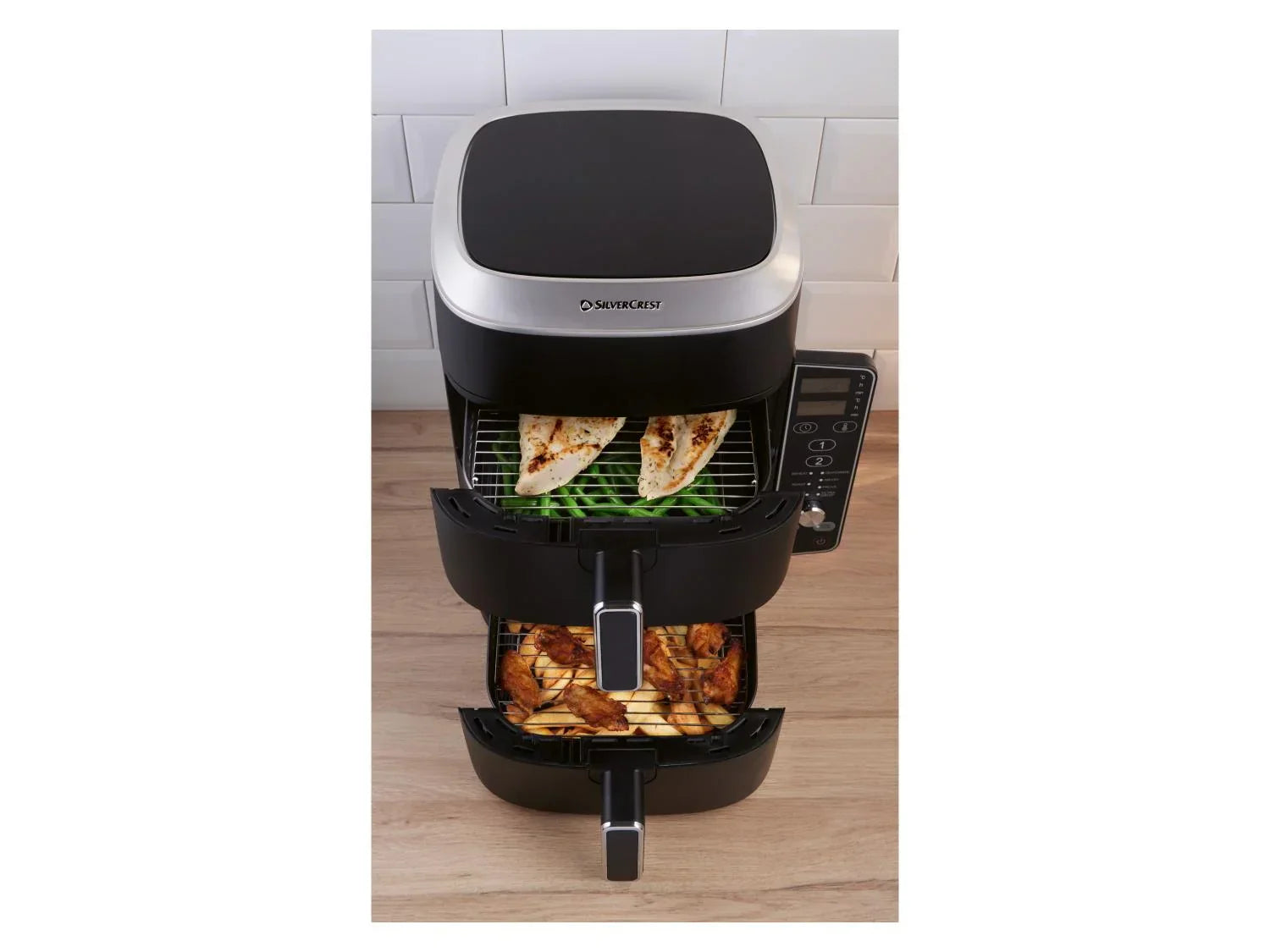SILVERCREST Friteuse  air chaud 2 zones superposes, 9,5 l