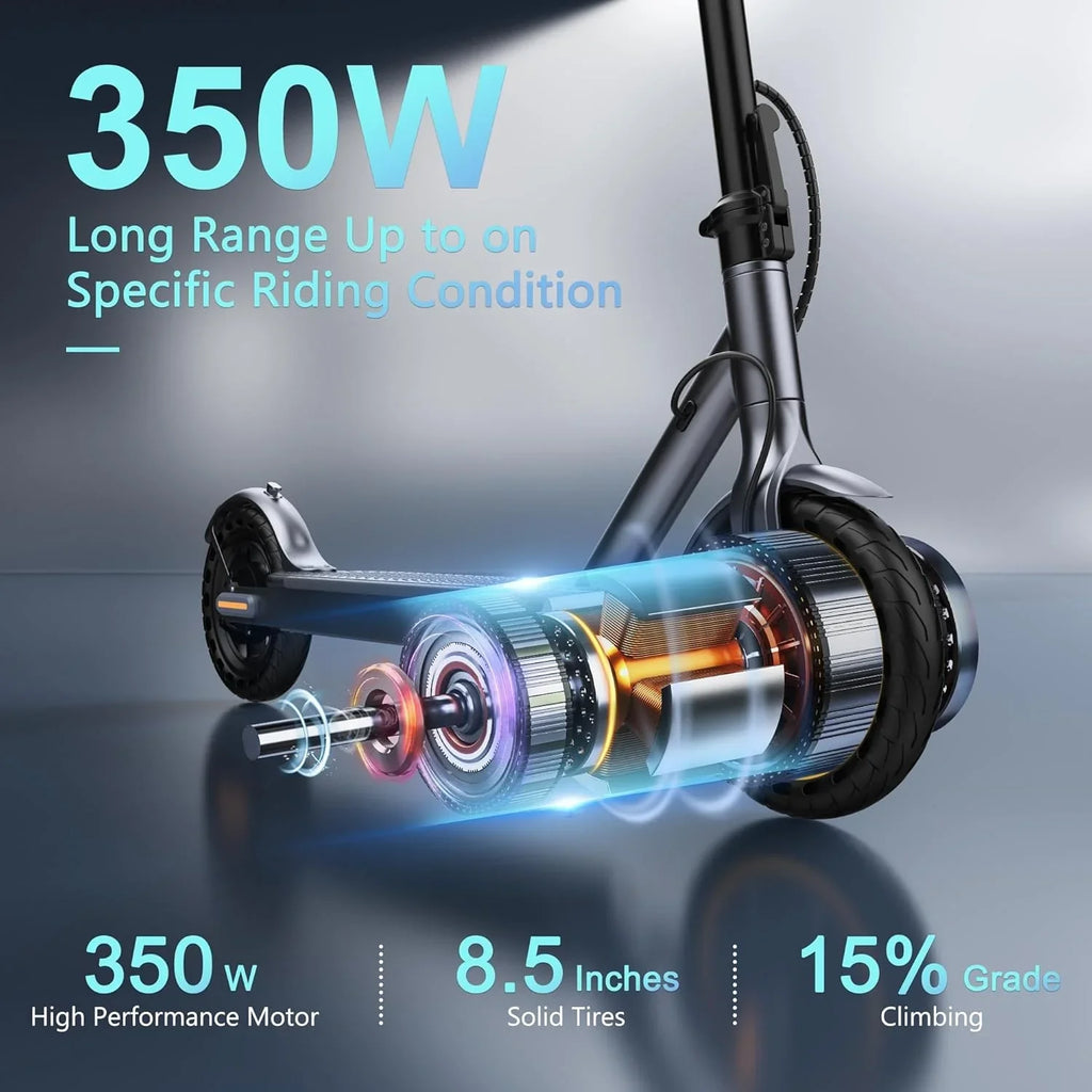 Electric Scooter, 350W/500W Powerful Motor, 8.5/10 Solid Tires, 19/22Mph, 28/21/12 Miles Range,Dual Braking