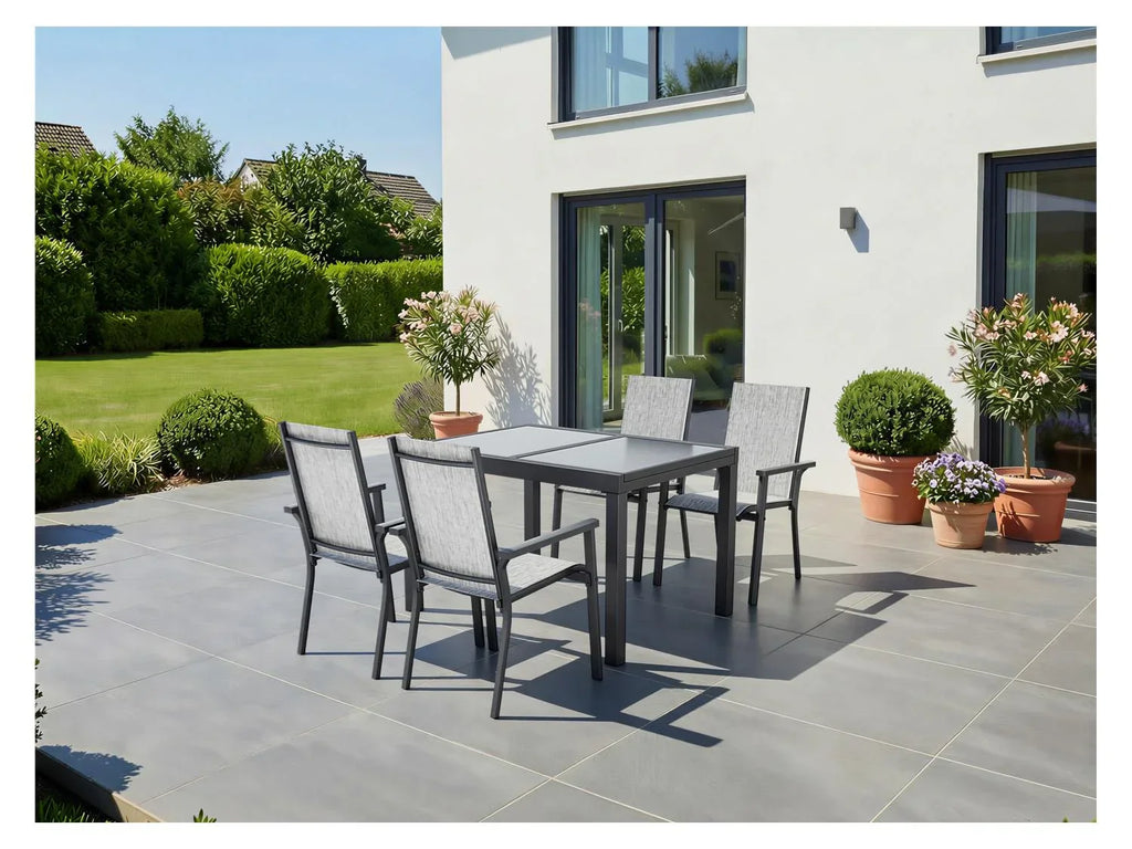 LIVARNO Table de jardin + Lot de 4 fauteuils en aluminium Houston