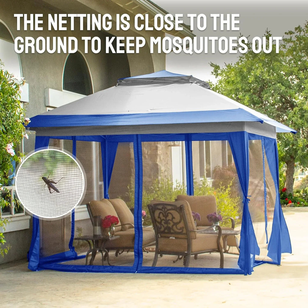 CROWN SHADES 13x13 Pop Up Gazebo, Canopy Tent, Gazebos on Clearance - Outdoor Gazebo for Backyard & Patio Furniture - Carpa Pop Up Tent with Wheeled STO-N-Go Cover Bag (White)