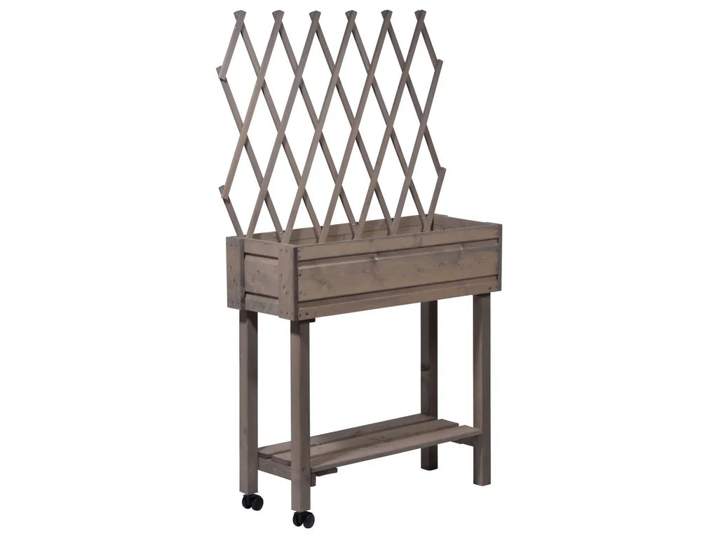 dobar Jardinire surleve  roulettes avec treillis, L 79 x l 28,5 x H130 cm