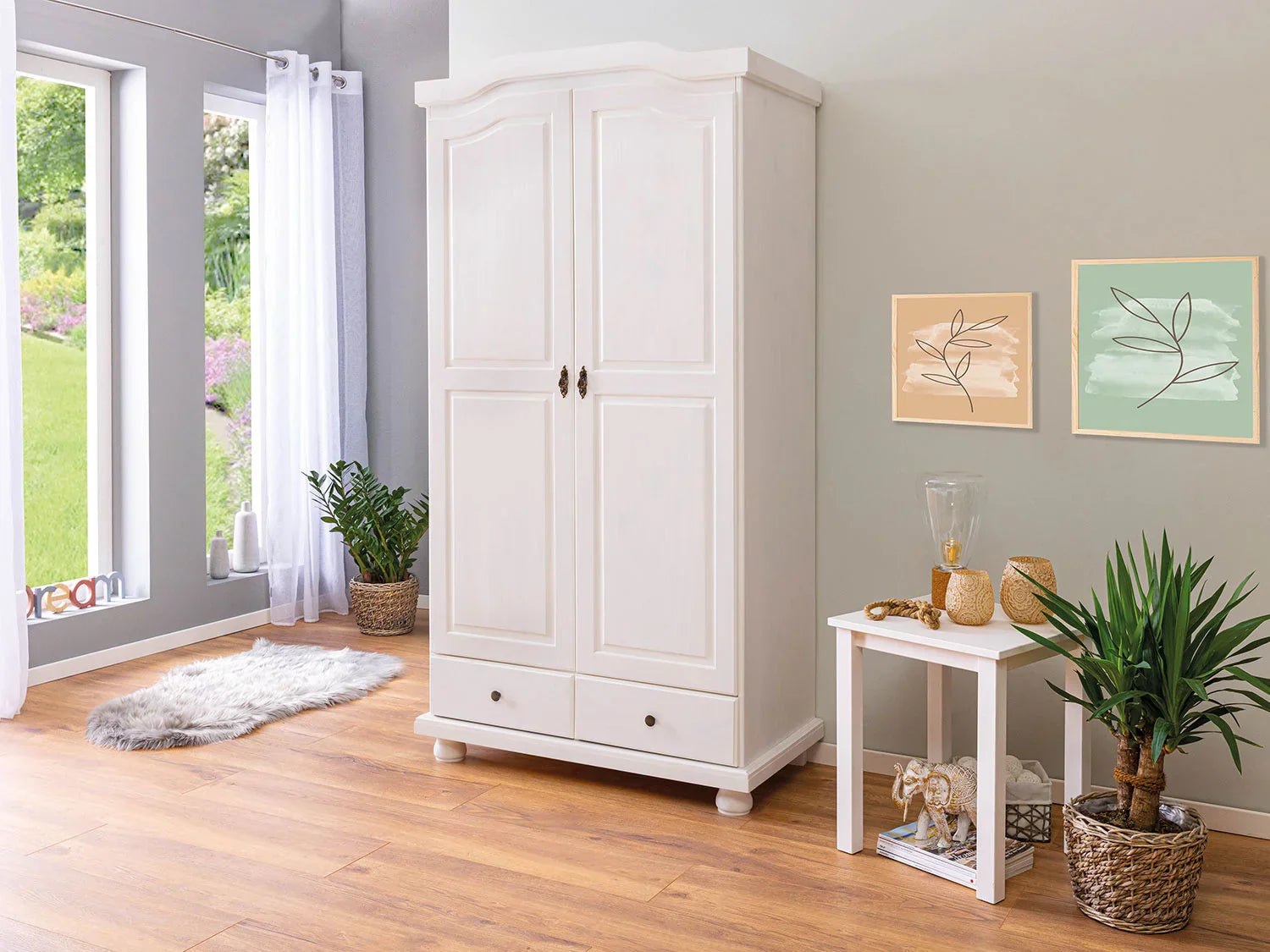 Inter Link Armoire rustique Kappl ou Reutte,  2, 3 ou 4 portes, blanche