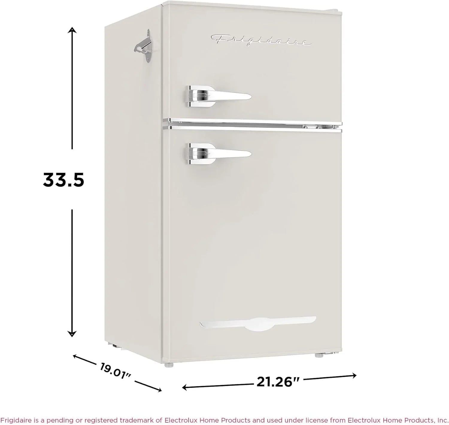 Frigidaire Retro Mini Fridge with Freezer Side Bottle Opener-Small 2 Door Refrigerator Office Bar