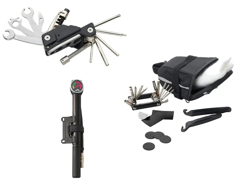 CRIVIT Outil multifonction pour vlo ou sacoche de selle avec outils ou mini-pompe  manomtre