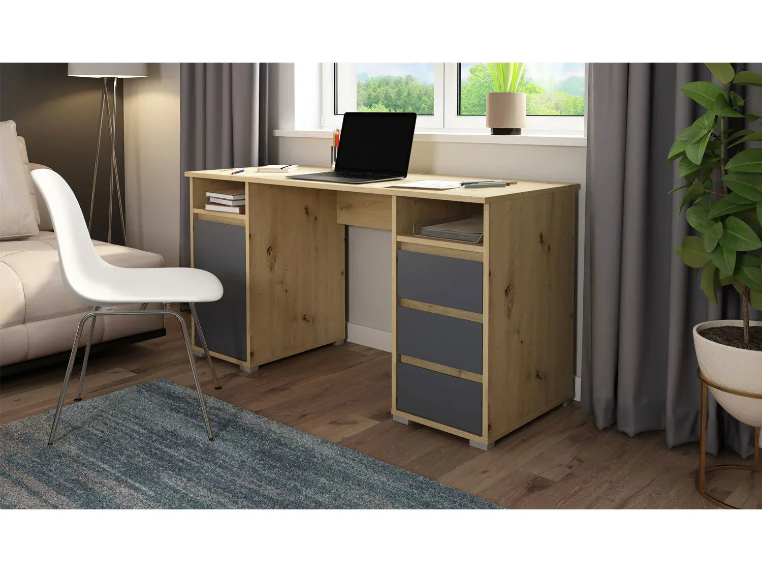 byLIVING Bureau Lobo, avec rangements, 138 x 75 x 55 cm