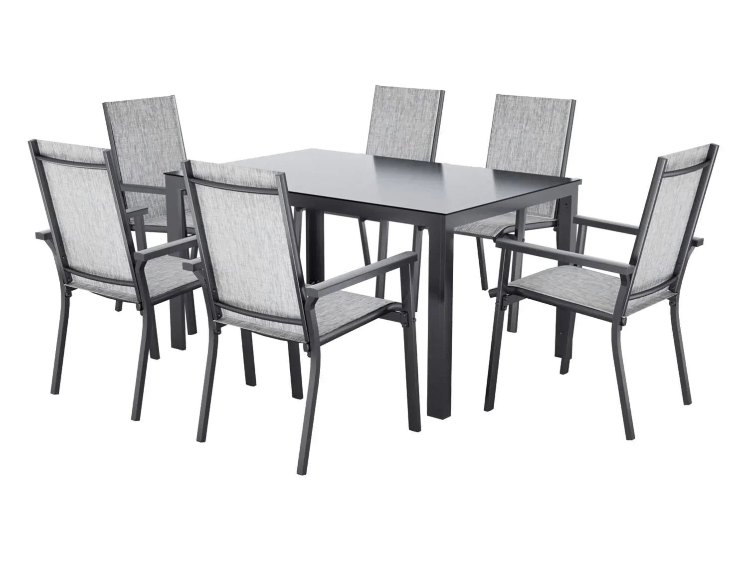 LIVARNO Table de jardin + Lot de 6 fauteuils en aluminium Houston
