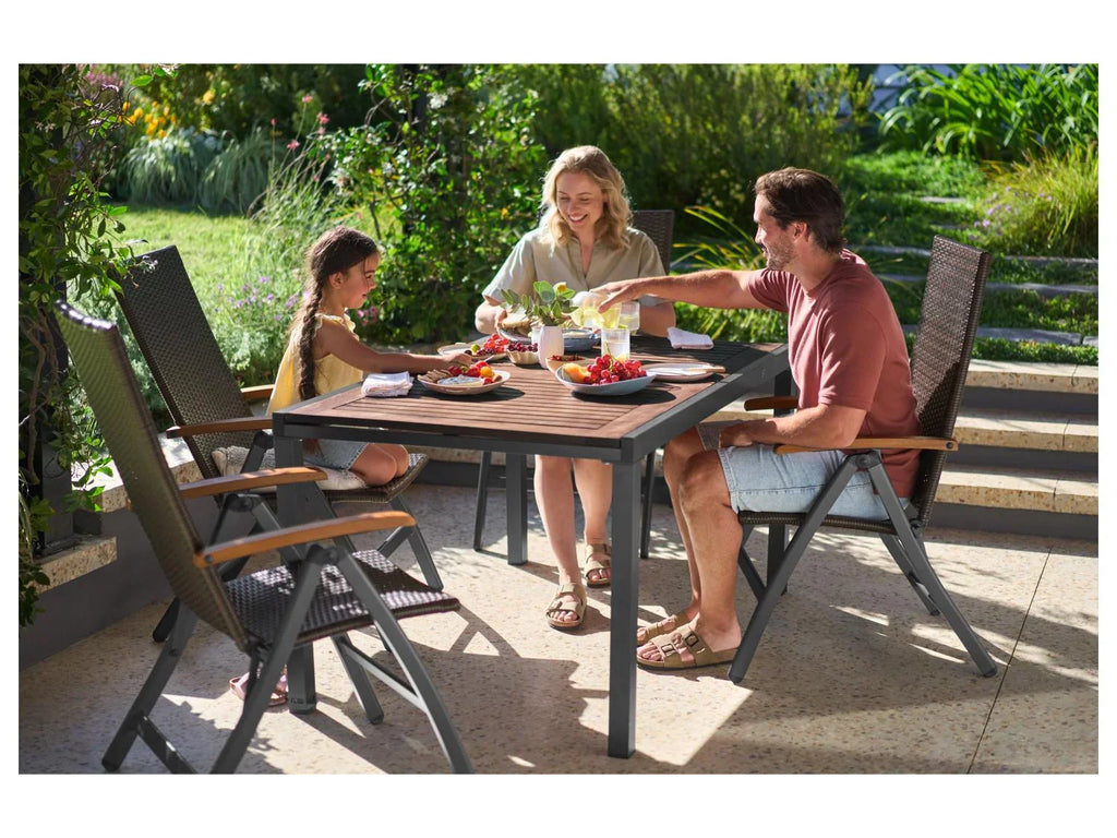 LIVARNO home Ensemble en rsine tresse  Valencia , 5 pices - table extensible & 4 fauteuils pliants