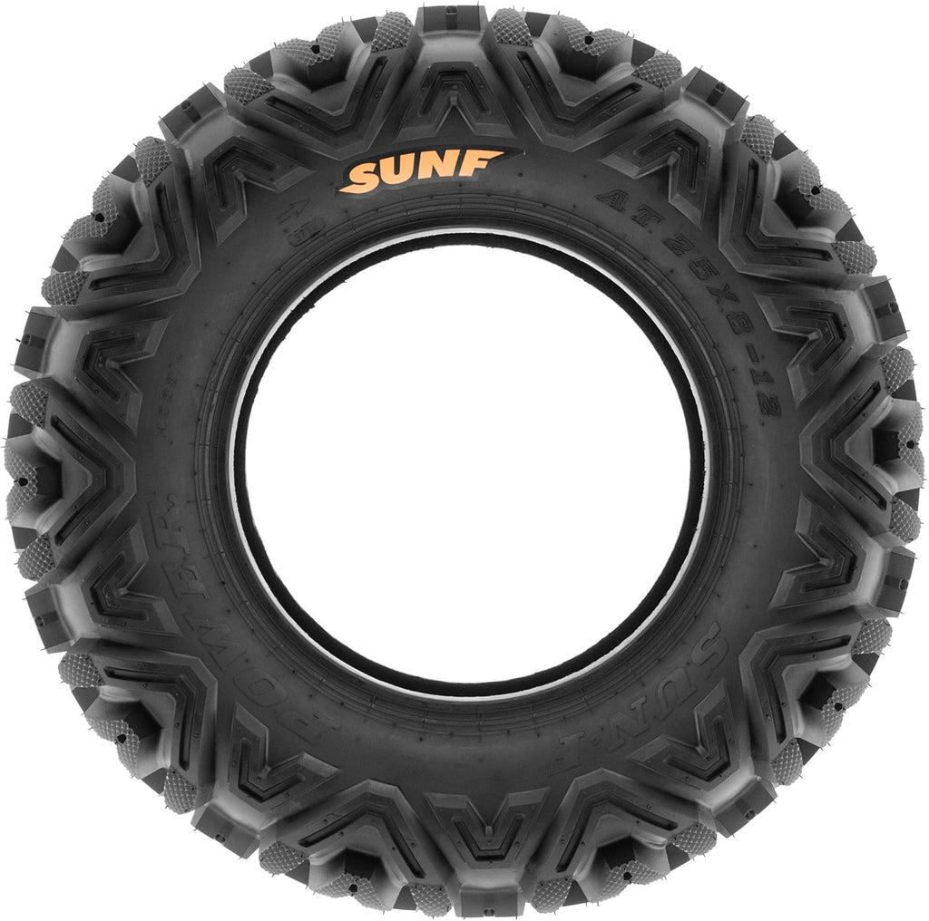 Set of 4 ATV UTV all-terrain Tires 25x8-12 Front & 25x10-12 Rear, 6 PR, Tubeless A033